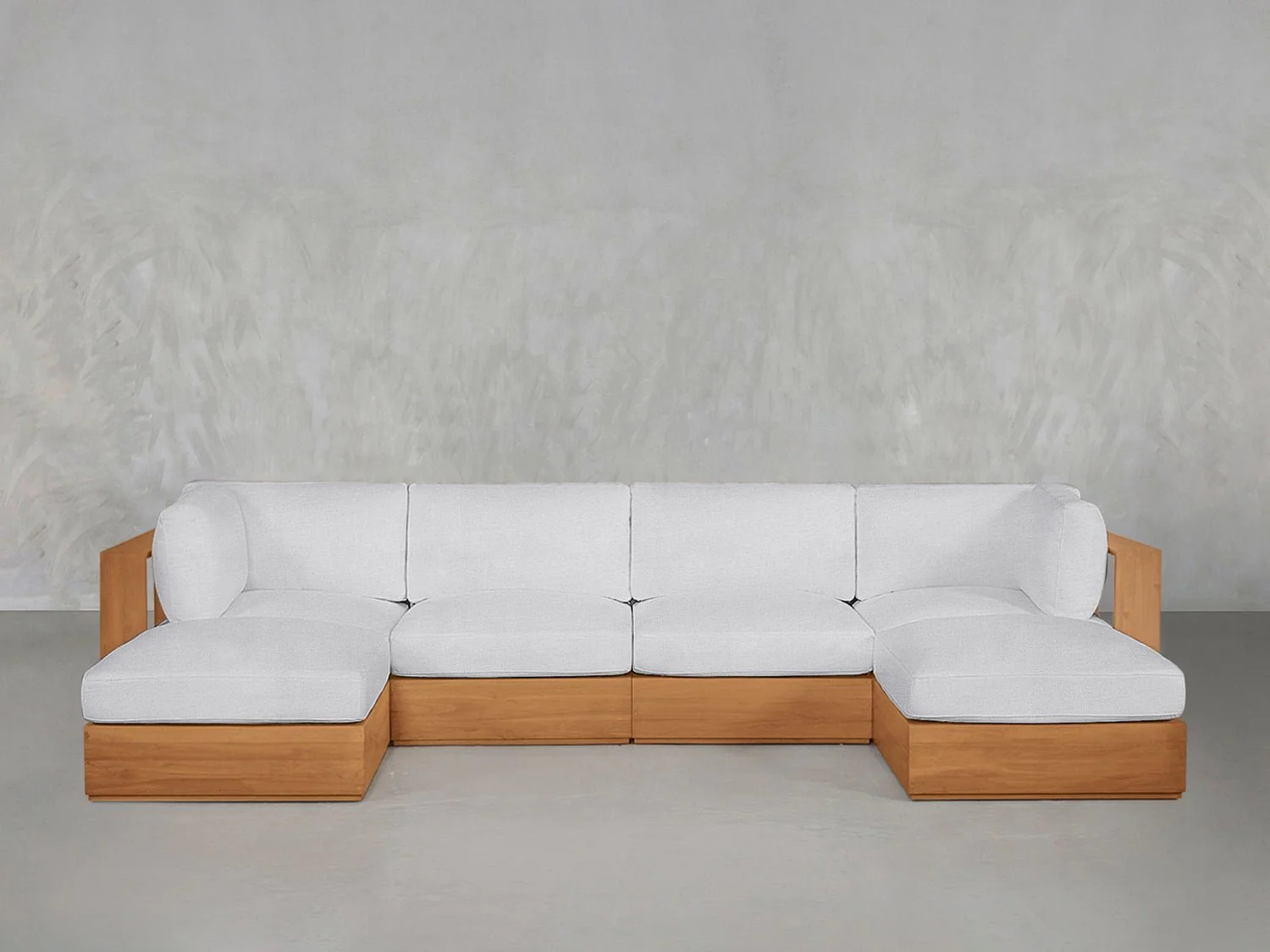 6-Seat Modular Double Chaise Sectional Teak Outdoor - Image 8