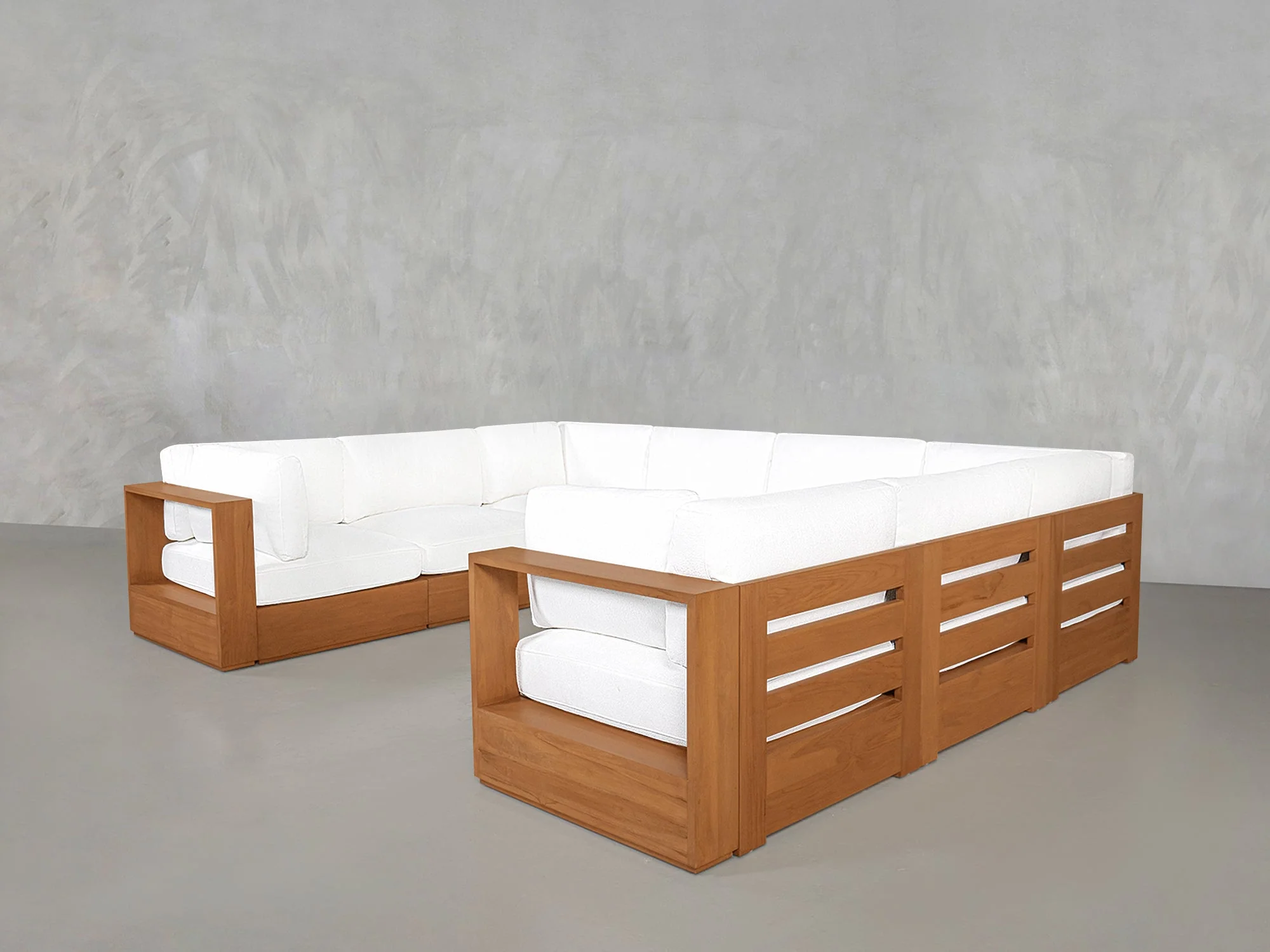 8-Seat Modular U-Sectional Teak Outdoor - Image 4